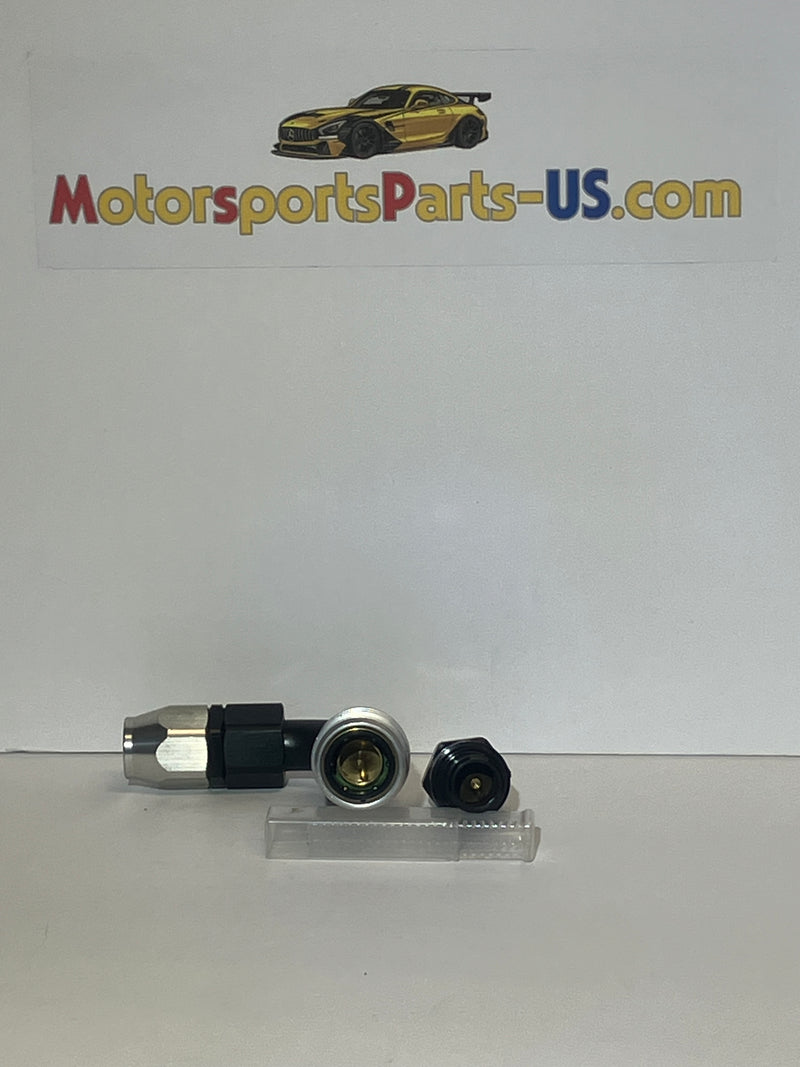 Jiffy-Tite -10 AN Hose 90 Degree to -10 AN O-Ring PAIRED Quick Connect Valved Fitting N.O.S. CLEARANCE ITEM